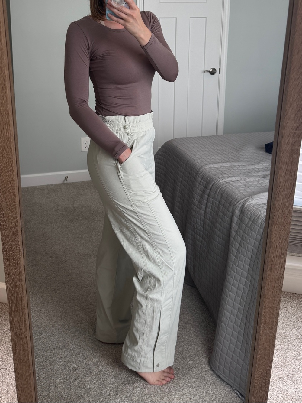 Athleta Light Sage Wide Leg Utility Pants